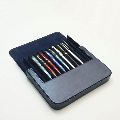 حافظة أقلام حبر من الجلد مكونة من 12 فتحة - حافظة أقلام مصنوعة يدويًا من الجلد بطبعة حصان مجنون عتيق وغطاء حماية للأكمام صندوق هدايا لتخزين القلم (أصفر) in Saudi Arabia