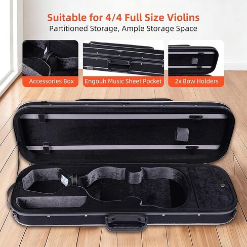 ايه دي ام حافظة كمان بحجم كامل 4/4، حافظة كمان مستطيلة صلبة مع مقياس رطوبة مدمج، خفيفة الوزن للغاية محمولة مع اشرطة حمل in Kuwait