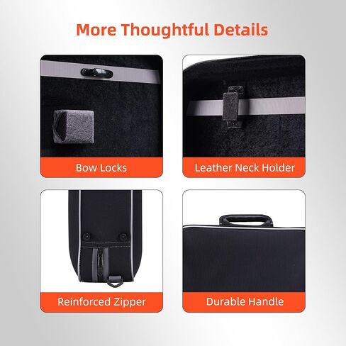 ايه دي ام حافظة كمان بحجم كامل 4/4، حافظة كمان مستطيلة صلبة مع مقياس رطوبة مدمج، خفيفة الوزن للغاية محمولة مع اشرطة حمل in Kuwait