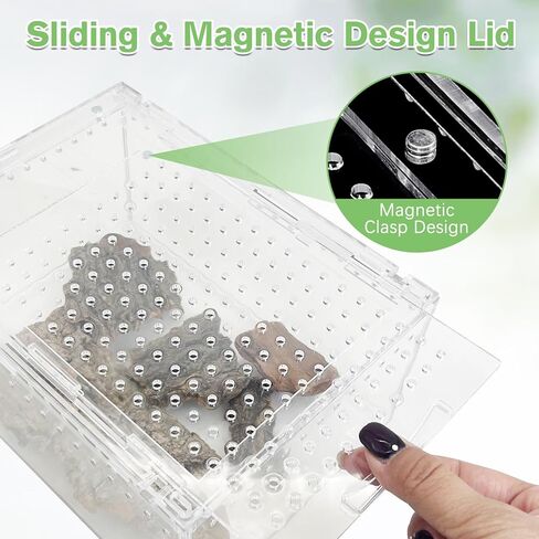 Acrylic Reptile Terrarium Enclosure 9.8" x 5.9" x 5.9" Magnetic Tarantula Breeding Box Transparent Insect Habitat for Jumping Spider Hermit Crab Lizard Sling Isopods Horned Frog Snake Gecko in Saudi Arabia