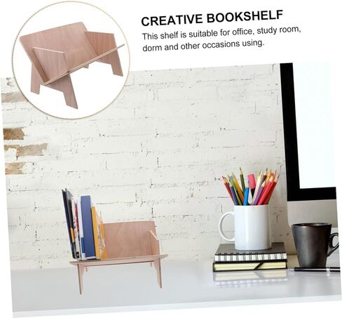 Gadpiparty 1Pc Assembled Bookshelf Simple Desktop Book Rack Log Color for Organizing Files and Magazines and Storage for Office and Study Room in Saudi Arabia