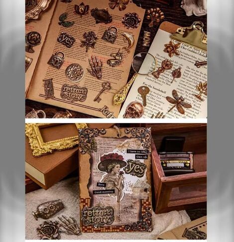 75 قطعة من مواد سجل القصاصات الصغيرة ملصق لليوميات من الورق المقوى العتيق ثلاثي الأبعاد ملصقات ورقية صغيرة رصاصة المجلات غير المرغوب فيها لوازم الملاحظات مخطط الديكور ملصق ذاتي اللصق لحرف القصاصات DIY in Kuwait