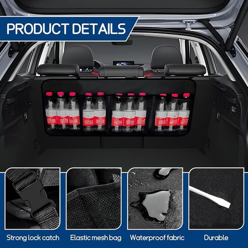Car Trunk Organizer, Space Saving Backseat Hanging Storage with 4 Large Pockets, Super Capacity Vehicle Trunk Organizer Bag, Universal for Cars SUVs Trucks Vans, Car Accessories (Upgraded) in Saudi Arabia