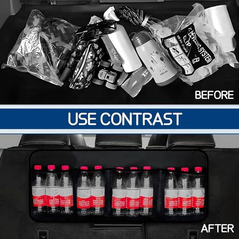 Car Trunk Organizer, Space Saving Backseat Hanging Storage with 4 Large Pockets, Super Capacity Vehicle Trunk Organizer Bag, Universal for Cars SUVs Trucks Vans, Car Accessories (Upgraded) in Saudi Arabia