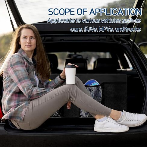 Car Trunk Organizer, Space Saving Backseat Hanging Storage with 4 Large Pockets, Super Capacity Vehicle Trunk Organizer Bag, Universal for Cars SUVs Trucks Vans, Car Accessories (Upgraded) in Saudi Arabia