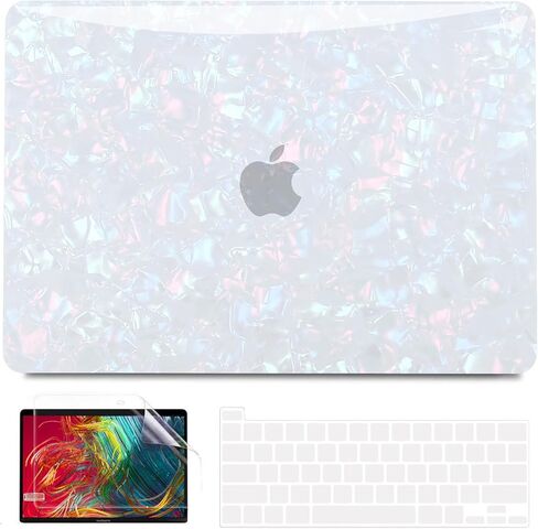 Anban Compatible with MacBook Pro 13 inch Case M2 M1 2025-2016 A2338 A2251 A2289 A2159 A1989 A1706 A1708, Plastic Hard Shell+Keyboard Cover+Screen Protector for MacBook Pro 13.3 inch Case, Shiny Pearl in Saudi Arabia