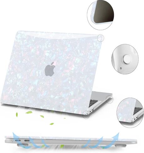 Anban Compatible with MacBook Pro 13 inch Case M2 M1 2025-2016 A2338 A2251 A2289 A2159 A1989 A1706 A1708, Plastic Hard Shell+Keyboard Cover+Screen Protector for MacBook Pro 13.3 inch Case, Shiny Pearl in Saudi Arabia