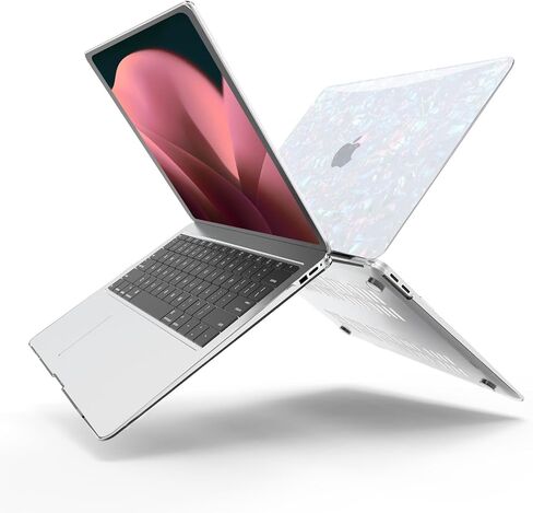 Anban Compatible with MacBook Pro 13 inch Case M2 M1 2025-2016 A2338 A2251 A2289 A2159 A1989 A1706 A1708, Plastic Hard Shell+Keyboard Cover+Screen Protector for MacBook Pro 13.3 inch Case, Shiny Pearl in Saudi Arabia