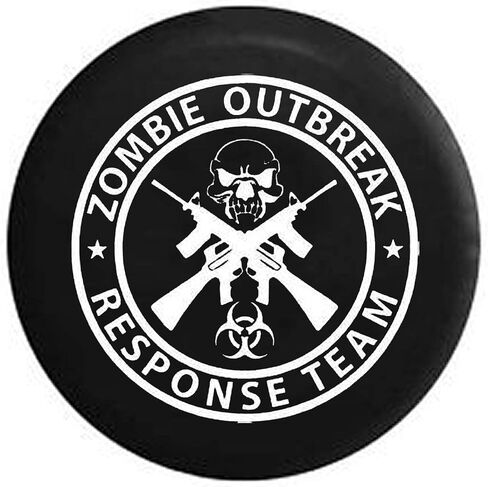 Spare Tire Cover Zombie Outbreak Response Team Skull Guns (Fits: JK 2007-17) for 33 Inch 285/70r17 in Saudi Arabia