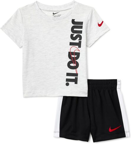 Nike T-Shirt & Shorts Set Gray/White Infant Boys 2-Piece Just Do It Sz 18 Months in Saudi Arabia