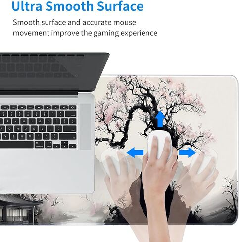 Watercolor Cherry Blossom Mouse Pad Gaming Mousepad Non-Slip Rubber Base Keyboard Pad Desk Mat for Home Office, 31.5 x 11.8 in in Saudi Arabia