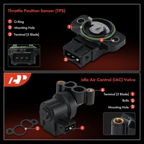 A-Premium Idle Air Control Valve IAC + Throttle Position Sensor TPS Compatible with Hyundai Sonata 1999-2005, Santa Fe 2001-2006, Tiburon 2003-2008, Tucson 2005-2009 & Kia Optima 2001-2006 in Saudi Arabia