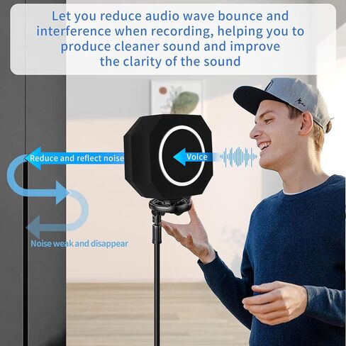 Professional Microphone Isolation Shield with Pop Filter,Reflection Filter for Recording Studios, Sound-absorbing Foam for Noise and Reflection Reduction for Recording,Singing,Podcasts,live stream in Kuwait