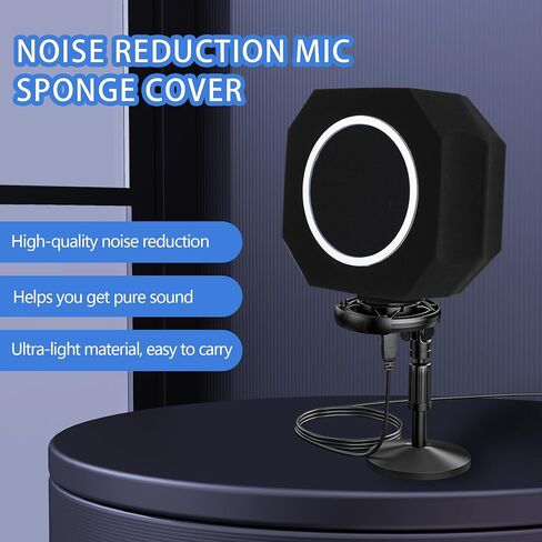 Professional Microphone Isolation Shield with Pop Filter,Reflection Filter for Recording Studios, Sound-absorbing Foam for Noise and Reflection Reduction for Recording,Singing,Podcasts,live stream in Kuwait