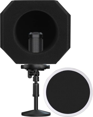 Professional Microphone Isolation Shield with Pop Filter,Reflection Filter for Recording Studios, Sound-absorbing Foam for Noise and Reflection Reduction for Recording,Singing,Podcasts,live stream in Kuwait