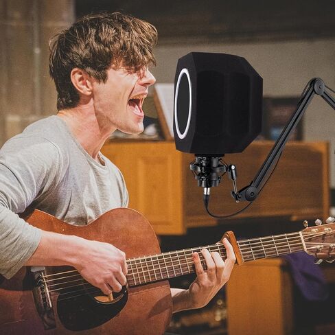 Professional Microphone Isolation Shield with Pop Filter,Reflection Filter for Recording Studios, Sound-absorbing Foam for Noise and Reflection Reduction for Recording,Singing,Podcasts,live stream in Kuwait
