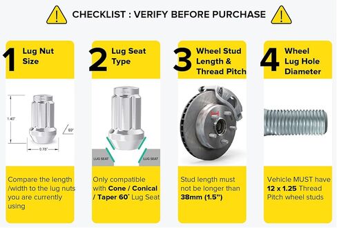 StanceMagic 20pcs Silver Chrome Spline 12x1.25 Tuner Lug Nuts - Closed End, Cone Seat, 1.4" Length, 0.78" Width - Includes Socket Key 3/4" (19mm) Hex - Compatible with Nissan Infiniti Subaru Scion in Saudi Arabia