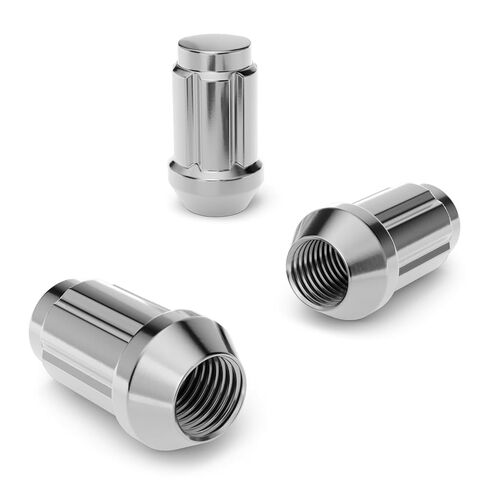 StanceMagic 20pcs Silver Chrome Spline 12x1.25 Tuner Lug Nuts - Closed End, Cone Seat, 1.4" Length, 0.78" Width - Includes Socket Key 3/4" (19mm) Hex - Compatible with Nissan Infiniti Subaru Scion in Saudi Arabia