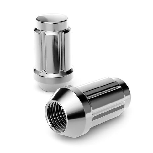 StanceMagic 20pcs Silver Chrome Spline 12x1.25 Tuner Lug Nuts - Closed End, Cone Seat, 1.4" Length, 0.78" Width - Includes Socket Key 3/4" (19mm) Hex - Compatible with Nissan Infiniti Subaru Scion in Saudi Arabia