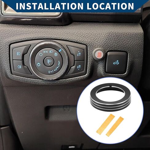 حلقة غطاء لمقبض مفتاح التحكم في المصباح الأمامي لسيارة Ford F150 2015-2020 / زخرفة داخلية / سبائك ألومنيوم أنيقة / قطعة واحدة باللون الأزرق in Saudi Arabia