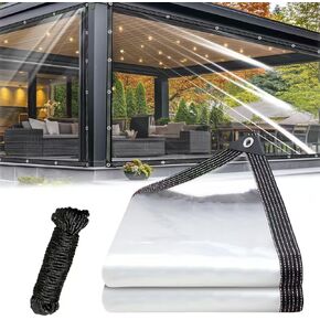 Clear Tarp Heavy Duty Waterproof 8x10ft, 14mil Clear Plastic Sheeting with Grommets for Patio Covers, Porch Screens, Greenhouses, Chicken Coop,Vinyl Patio Enclosures Winter in Saudi Arabia