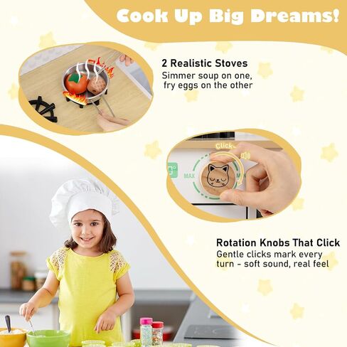Costzon Kids Play Kitchen, Little Chef Montessori Cooking Toy Playset w/ 2 Stoves, Rotation Knobs, Faucet, Sink, Dishwasher, 2 Drawers & Cabinet, Wooden Kitchen Playset for Girls Boys Aged 3+ (Pink) in Saudi Arabia