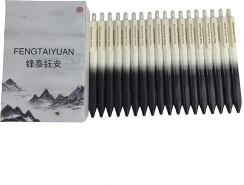 Fengtaiyuan FRW01P6، 6 عبوات، قلم محايد للضغط، مثلث مضاد للانزلاق، لون متدرج، رأس قلم فائق الدقة 0.5 مم، حبر أسود، كتابة سلسة، قبضة مريحة (أسود FRW01P6) in Kuwait