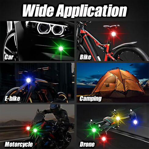 8 قطع إضاءة LED لاسلكية مع جهاز تحكم عن بعد، إضاءة LED عالية السطوع، 8 ألوان، شحن USB، عمر بطارية طويل 60 ساعة، مقاومة للماء IP65، مناسبة للسيارات والدراجات النارية والدراجات الهوائية، إلخ. in Saudi Arabia