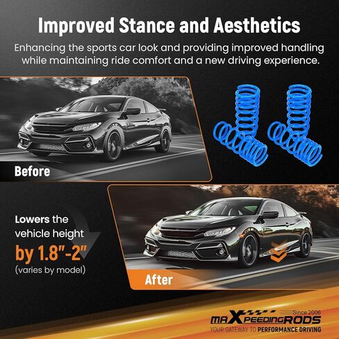 maXpeedingrods Lowering Springs for Honda Accord 2008-2012, for Acura TL 2009-2014, for Acura TSX 2010-2014, SAE 9254 Cold-Wound Steel Front 2" Rear 1.8" Lowering Coil Springs, Blue in Saudi Arabia