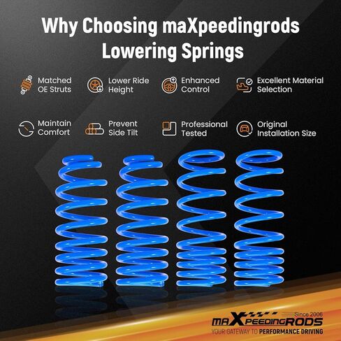 maXpeedingrods Lowering Springs for Honda Accord 2008-2012, for Acura TL 2009-2014, for Acura TSX 2010-2014, SAE 9254 Cold-Wound Steel Front 2" Rear 1.8" Lowering Coil Springs, Blue in Saudi Arabia