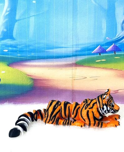 3D Printed Tiger, Animal Creature Flexible Tiger Toys, 6.5 Inches Articulated Fidget Animal for Home Office Executive Desk Decoration AT001-WHT (Orange & Black) in Saudi Arabia