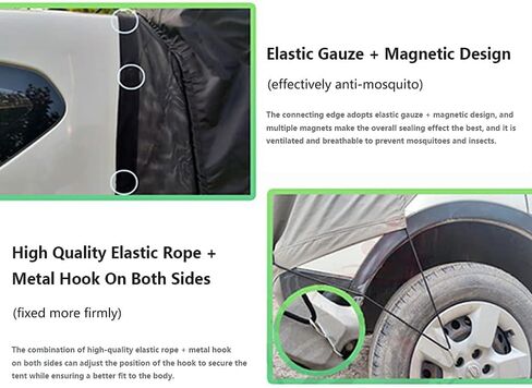 Tailgate Tent SUV Camping Awning Shade Compatible with for Jeep Commander 2006–2010 XK Camping Auto Shade Smooth Ventilation,B-Sun Shade Pole-Black in Saudi Arabia