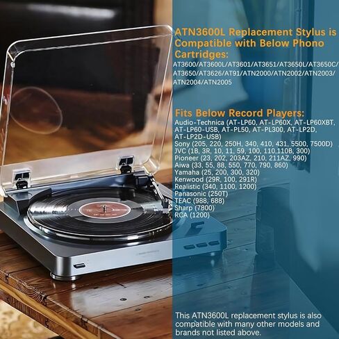 ATN3600L Conical Record Player Needles Replacement for Audio-Technica AT-LP60 AT-LP60USB ATN91 ATN90 Turntable Stylus(including Guard Cover) in Kuwait