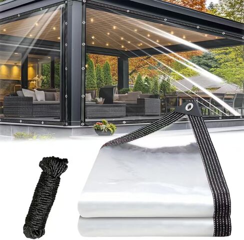 قماش القنب الشفاف عالي التحمل مقاوم للماء مقاس 8 × 10 أقدام، أغطية بلاستيكية شفافة مقاس 14 مل مع حلقات لأغطية الفناء، وشاشات الشرفة، والدفيئات الزراعية، وحظيرة الدجاج، ومرفقات الفناء المصنوعة من الفينيل في الشتاء in Saudi Arabia