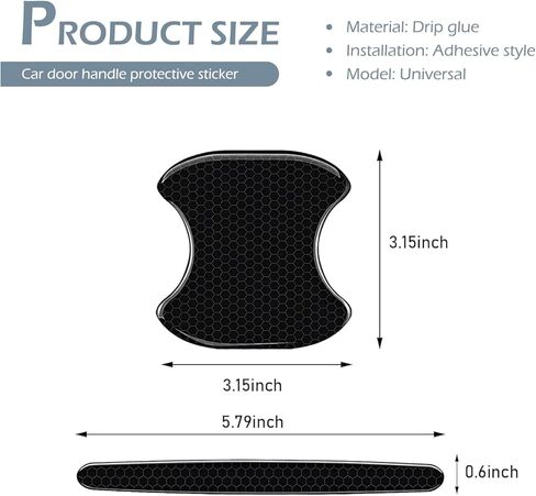 8 PCS Door Handle Protection Stickers, Carbon Fiber Door Bowl Anti-Scratch Film, Exterior Reflective Handle Decorative Guard, Universal for Most Cars, Trucks, SUVs (Black) in Saudi Arabia
