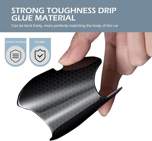 8 PCS Door Handle Protection Stickers, Carbon Fiber Door Bowl Anti-Scratch Film, Exterior Reflective Handle Decorative Guard, Universal for Most Cars, Trucks, SUVs (Black) in Saudi Arabia