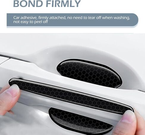 8 PCS Door Handle Protection Stickers, Carbon Fiber Door Bowl Anti-Scratch Film, Exterior Reflective Handle Decorative Guard, Universal for Most Cars, Trucks, SUVs (Black) in Saudi Arabia