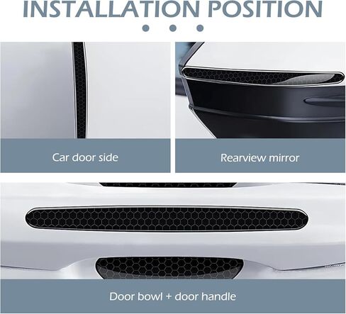 8 PCS Door Handle Protection Stickers, Carbon Fiber Door Bowl Anti-Scratch Film, Exterior Reflective Handle Decorative Guard, Universal for Most Cars, Trucks, SUVs (Black) in Saudi Arabia
