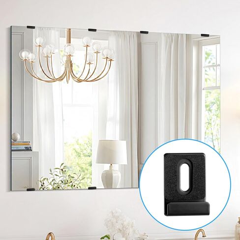 6 Pcs Mirror Holder Kit, Metal Mirror Clips, Frameless Mounting Hardware, Heavy Duty Mirrors Hanger Hardware with Screws, Mirrors Hooks, Plastic Anchor for Wall Mounting Frameless Billboard Display in Saudi Arabia