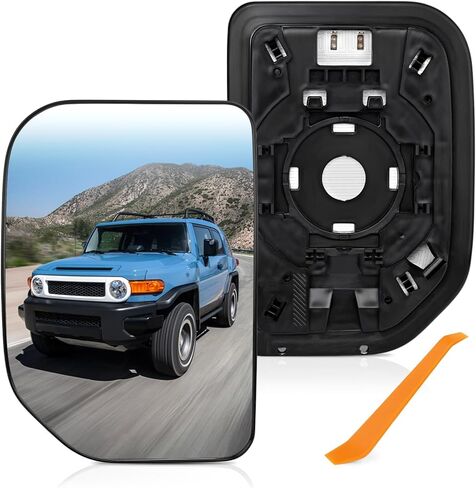 استبدال زجاج المرآة الجانبية للركاب من TOP-MAX لسيارة Toyota FJ Cruiser 2007 2008 2009 2010 2011 2012 2013 2014، زجاج مرآة محدبة للرؤية الخلفية اليسرى مع استبدال لوحة داعمة #8793135A00 in Kuwait