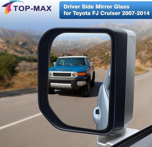 استبدال زجاج المرآة الجانبية للركاب من TOP-MAX لسيارة Toyota FJ Cruiser 2007 2008 2009 2010 2011 2012 2013 2014، زجاج مرآة محدبة للرؤية الخلفية اليسرى مع استبدال لوحة داعمة #8793135A00 in Kuwait