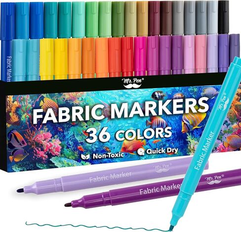 Mr. Pen- Fabric Markers, 36 Pack, Colorful, Fabric Markers Permanent for Clothes for T-Shirts, Bags, Textile, Canvas in Saudi Arabia