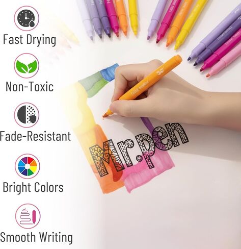Mr. Pen- Fabric Markers, 36 Pack, Colorful, Fabric Markers Permanent for Clothes for T-Shirts, Bags, Textile, Canvas in Saudi Arabia