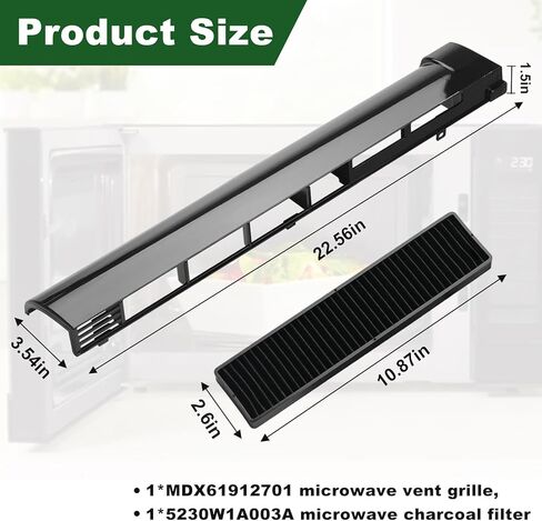 MDX61912701 Microwave Oven Top Vent Grille, Grille-Vent for Kenmore replaces 2119394 AH3535252 EA3535252 in Kuwait