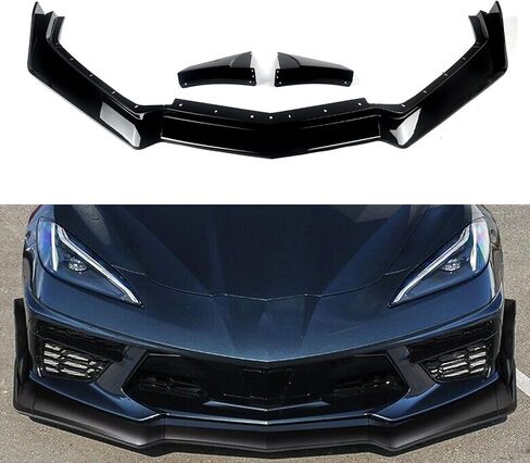 Front Lip Compatible with Chevrolet Corvette C8 Z51 2020-2023 Front Splitter ZR1 Style Glossy Black in Saudi Arabia