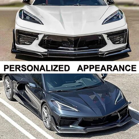 Front Lip Compatible with Chevrolet Corvette C8 Z51 2020-2023 Front Splitter ZR1 Style Glossy Black in Saudi Arabia
