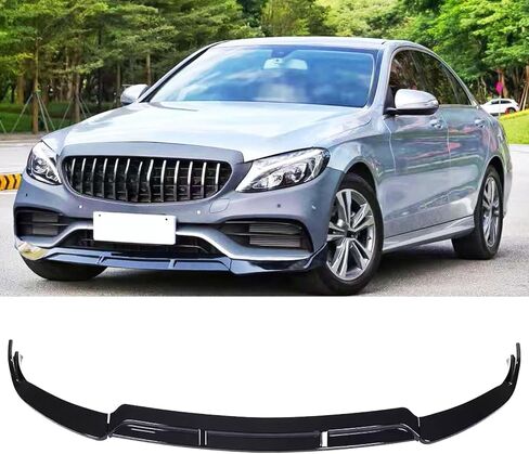 Front Lip Compatibility with 2019-2022 C Class W205 C300 C43 AMG B Style Front Bumper Chin Lip Splitter Spoiler Gloss Black in Kuwait