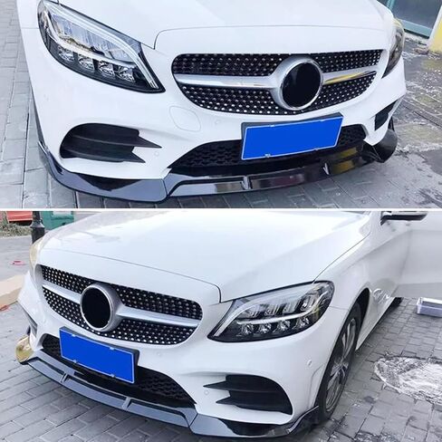 Front Lip Compatibility with 2019-2022 C Class W205 C300 C43 AMG B Style Front Bumper Chin Lip Splitter Spoiler Gloss Black in Kuwait