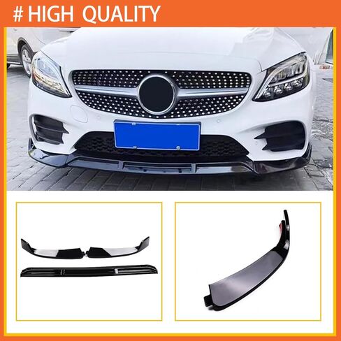 Front Lip Compatibility with 2019-2022 C Class W205 C300 C43 AMG B Style Front Bumper Chin Lip Splitter Spoiler Gloss Black in Kuwait