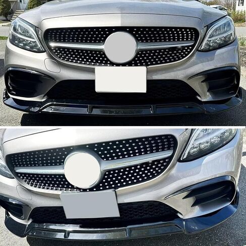Front Lip Compatibility with 2019-2022 C Class W205 C300 C43 AMG B Style Front Bumper Chin Lip Splitter Spoiler Gloss Black in Kuwait
